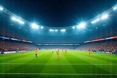Partido de fútbol profesional con estadio lleno